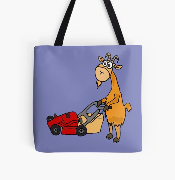 Funny T-Rex Dinosaur Mowing the Lawn Tote Bag for Sale by