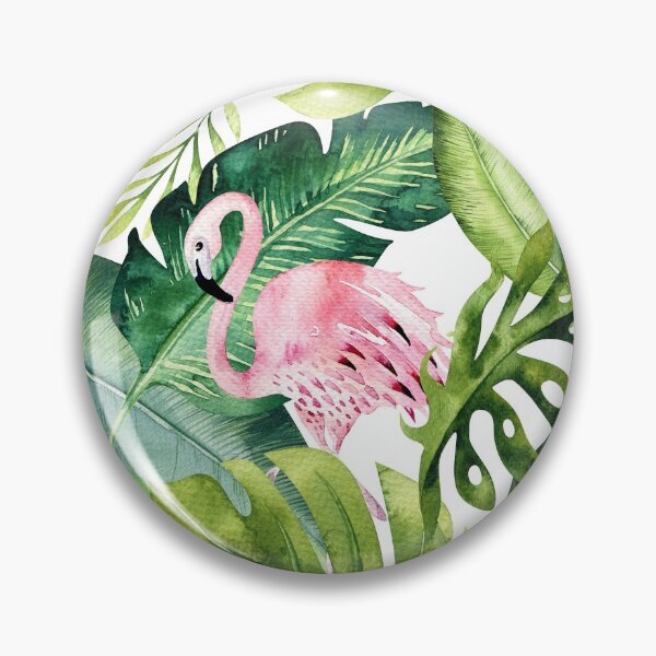 Item preview, Watercolor Pink Flamingo + Tropical Foliage Pattern designed and sold by PixDezines.