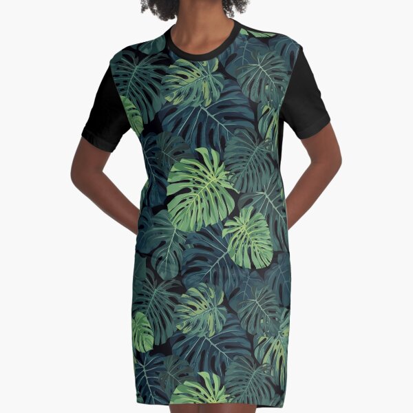 Monstera leaves Graphic T-Shirt Dress