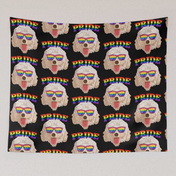 Item preview, Gay Pride Goldendoodle Dog with LGBT Rainbow Sunglasses designed and sold by fatamyfan1.