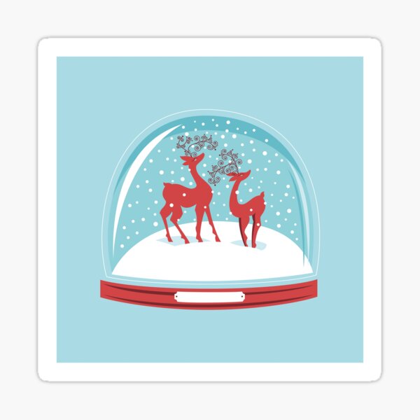 Snow-globe Couple Deer Sticker