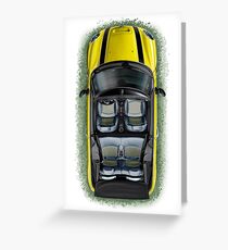 Mini Cooper Cabrio Print in Yellow Greeting Card