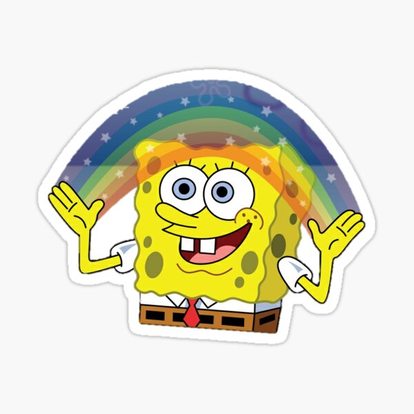 Spongebob Rainbow Meme  Cute  Stickers  Redbubble