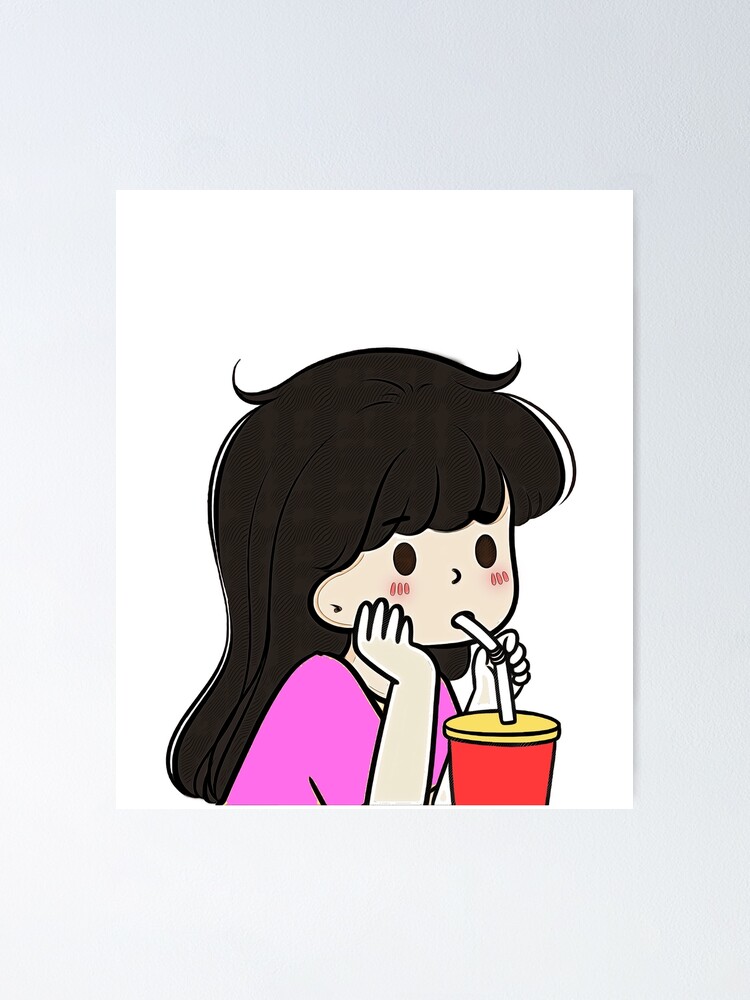 2 - Drinking Cola Girl, cute cartoon COUPLES DESIGN for children, for family, for brother and sister or for best friends. 2 - Drinking Cola Girl, cute cartoon COUPLES DESIGN for children, for family, for brother and sister or for best friends.