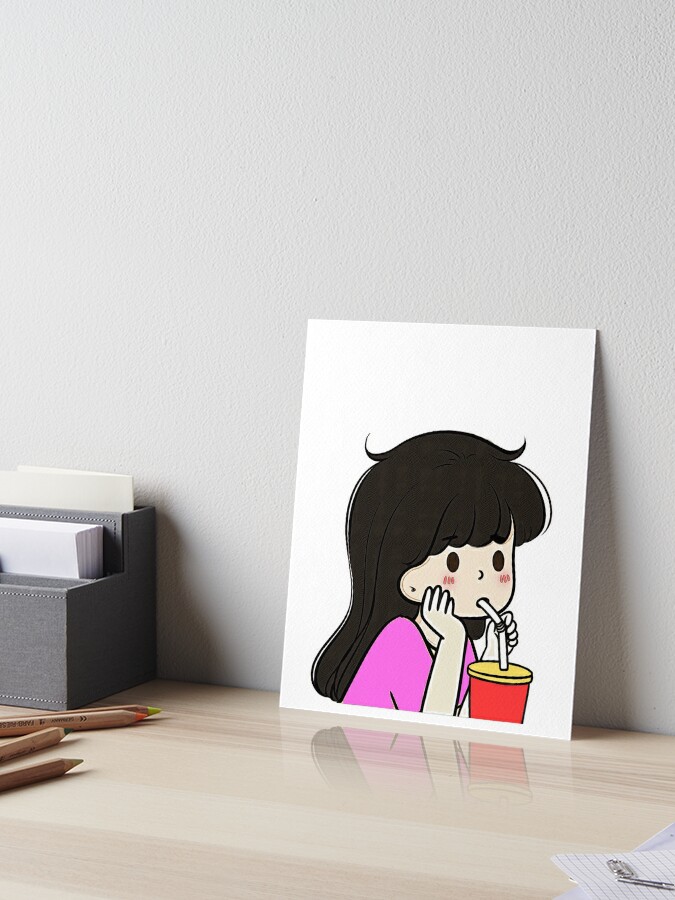 5 - Ice Cream Eating Girl, cute cartoon couples design for children, for  family, for brother and sister or for best friends. Mounted Print for Sale  by 2AcesDesign