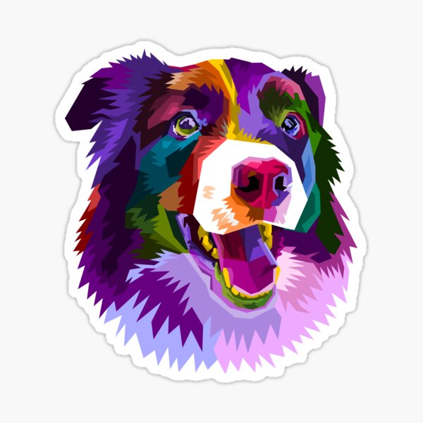 Colorful border collie dog pop art style Sticker