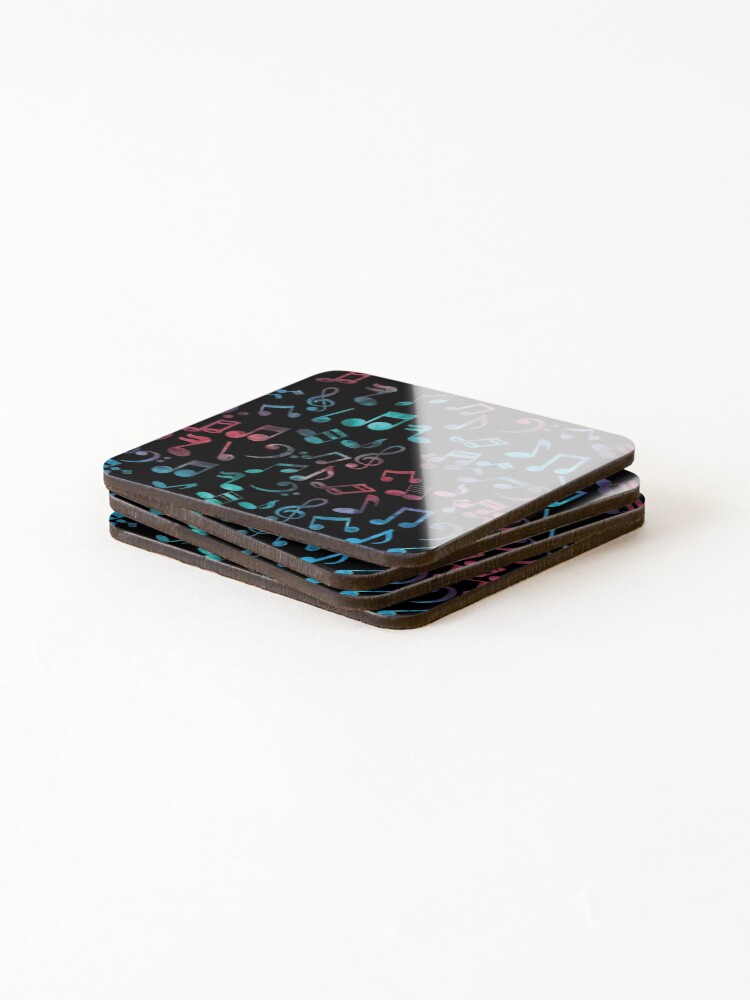 Thumbnail 4 of 5, Coasters (Set of 4), Multi Color Music Notes Pattern designed and sold by Primroaddesigns.
