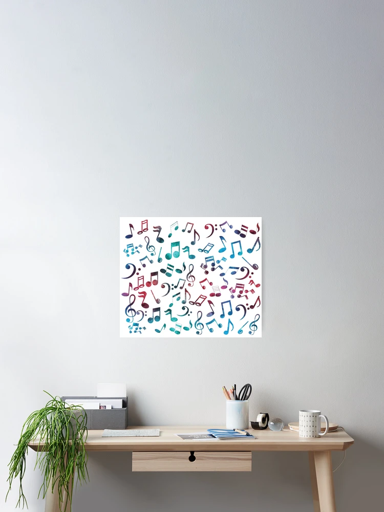Thumbnail 2 of 3, Poster, Multi Color Music Notes Pattern designed and sold by Primroaddesigns.