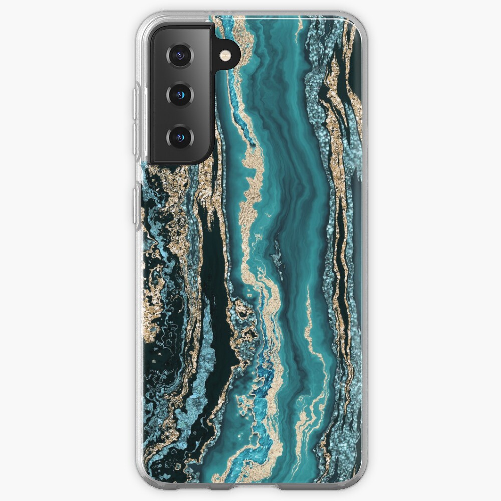 Turquoise Gold Sparkling Luxury Marble Gemstone Art Case & Skin for Samsung Galaxy