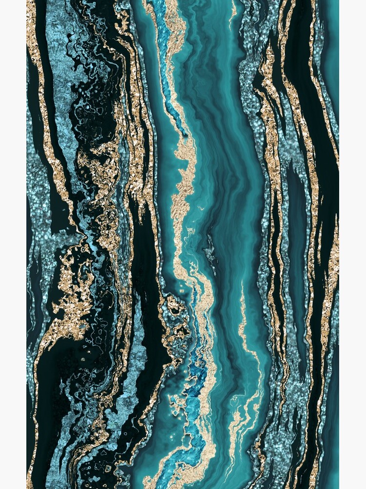 Turquoise Gold Sparkling Luxury Marble Gemstone Art by artsandsoul
