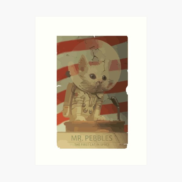 Mr. Pebbles - The first cat in space Art Print