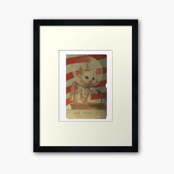 Mr. Pebbles - The first cat in space Framed Art Print