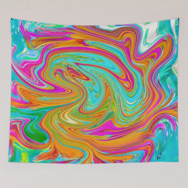 Item preview, Blue, Orange and Hot Pink Groovy Abstract Retro Art designed and sold by myrubiogarden.