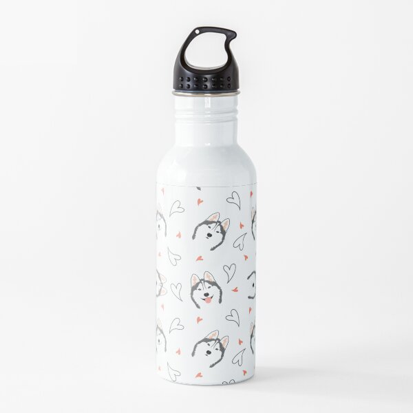 Siberian Husky Dog Emoji Water Bottle