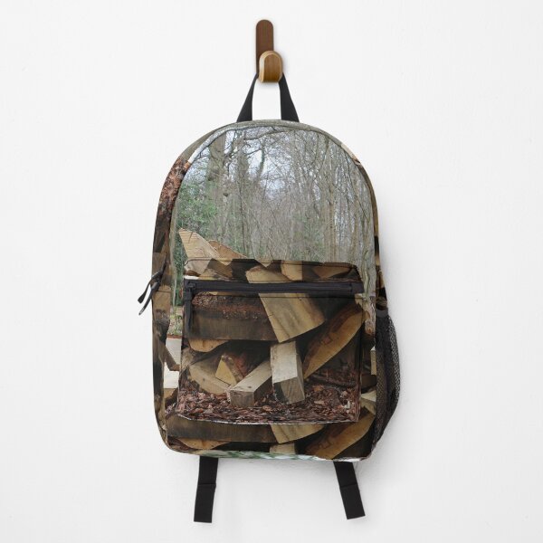 Item preview, Split logs stacked in a forest designed and sold by pinkal.