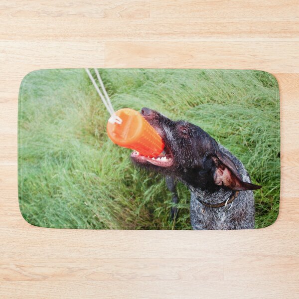 Item preview, German Wirehaired Pointer with orange dummy designed and sold by FOLK ART FUSION by heidiannemorris.