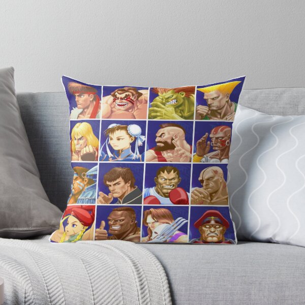 Street Fighter II Select Character Throw Pillow