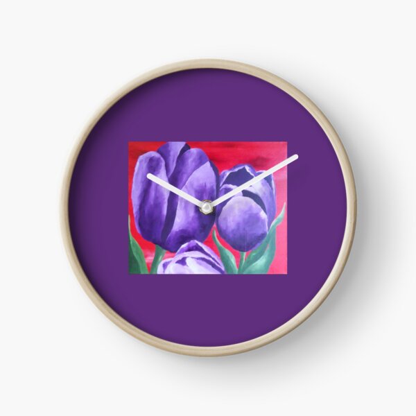Purple Tulips Clock