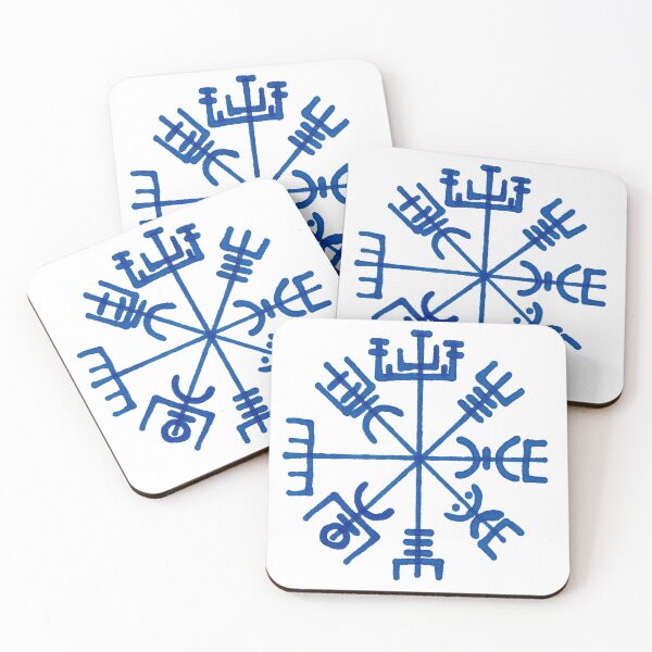 Item preview,  The Guide" vegvisir rune compass futhark vikings blue white designed and sold by Canvasvendetta.