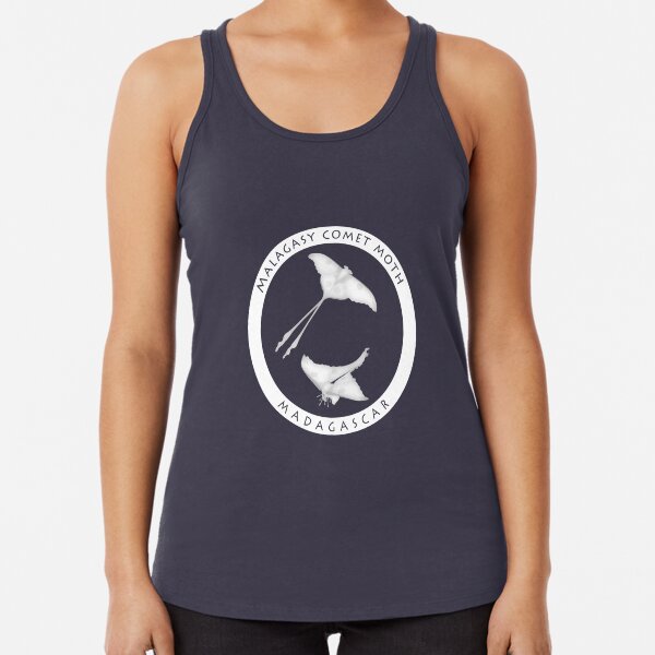Malagasy comet moth Madagascar wildlife - white print Racerback Tank Top