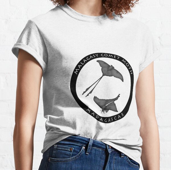 Malagasy comet moth Madagascar wildlife - black print Classic T-Shirt