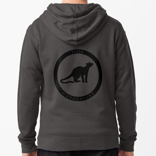 Fossa Madagascar wildlife - black print Zipped Hoodie