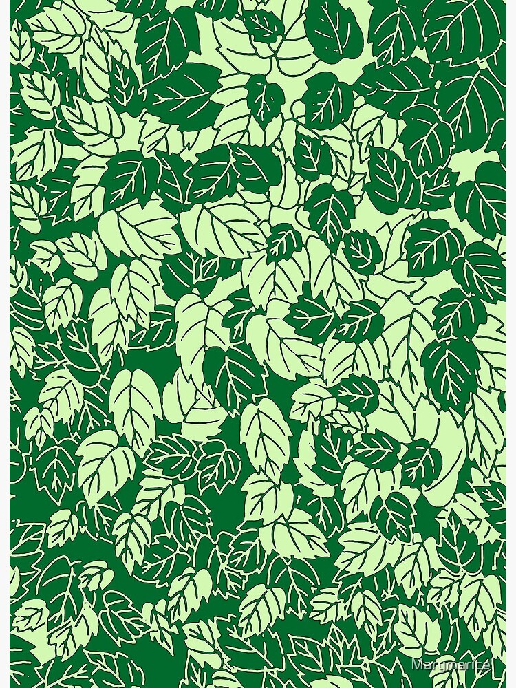 Japanese Leaf Print, Emerald and Lime Green Wrapping Paper by mm gladden