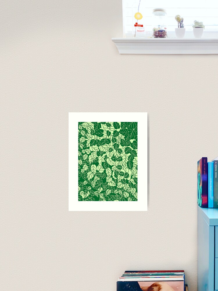 Japanese Leaf Print, Emerald and Lime Green Art Print for Sale by