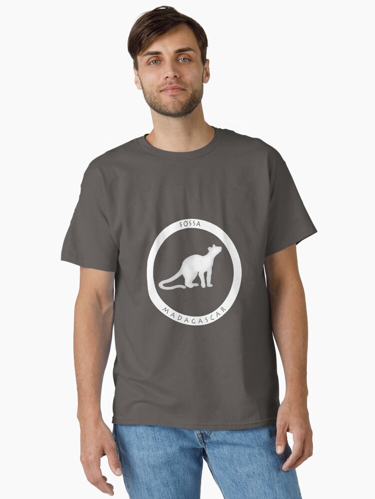 Thumbnail 1 of 7, Classic T-Shirt, Fossa Madagascar wildlife - white print designed and sold by 12images.