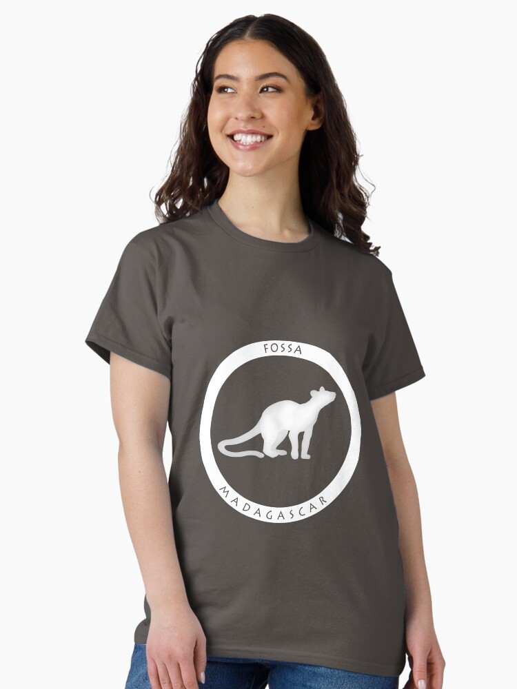 Thumbnail 2 of 7, Classic T-Shirt, Fossa Madagascar wildlife - white print designed and sold by 12images.