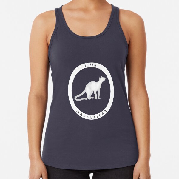 Fossa Madagascar wildlife - white print Racerback Tank Top