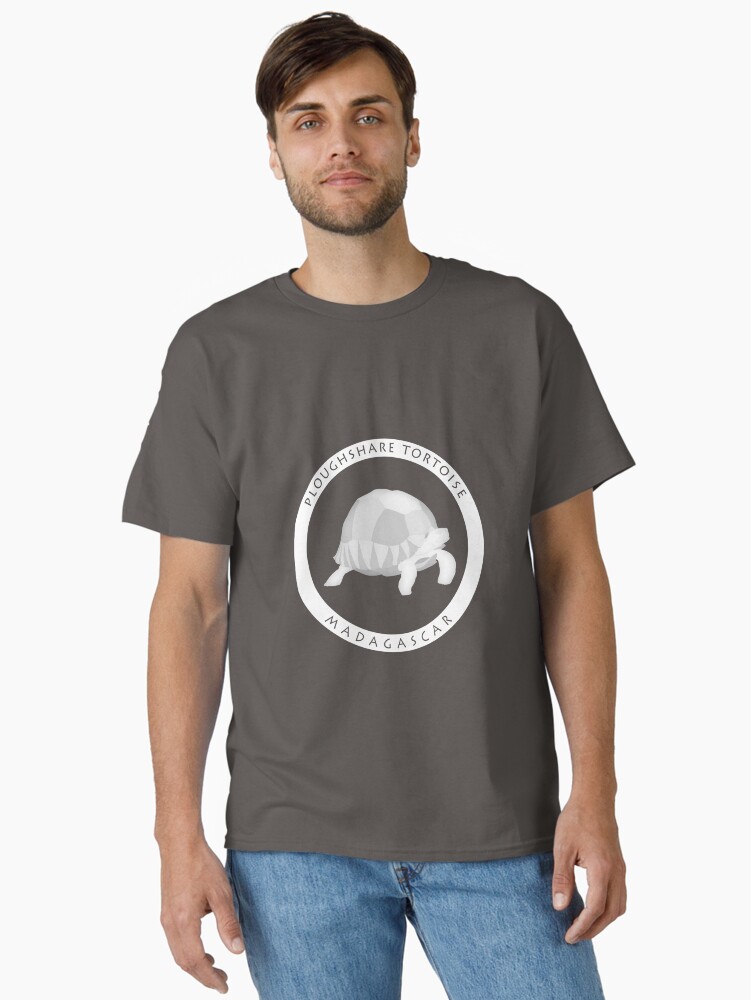 Thumbnail 2 of 7, Classic T-Shirt, Ploughshare tortoise Madagascar wildlife - white print designed and sold by 12images.