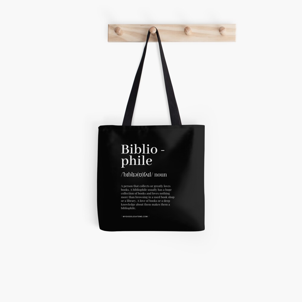 Bibliophile Definition - Noun - Readers Dictionary (Black) Tote Bag