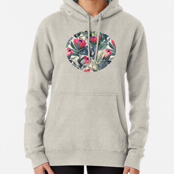 Painted Protea Pattern Pullover Hoodie