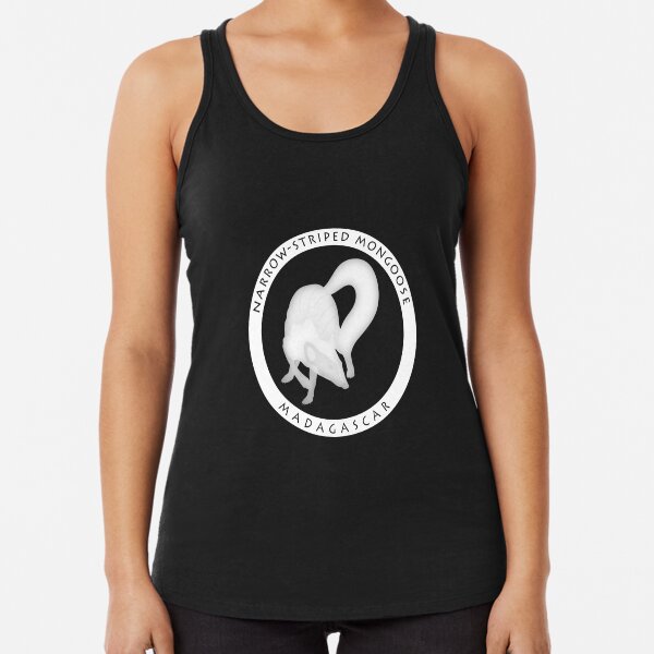 Narrow-striped mongoose Madagascar wildlife - white print Racerback Tank Top