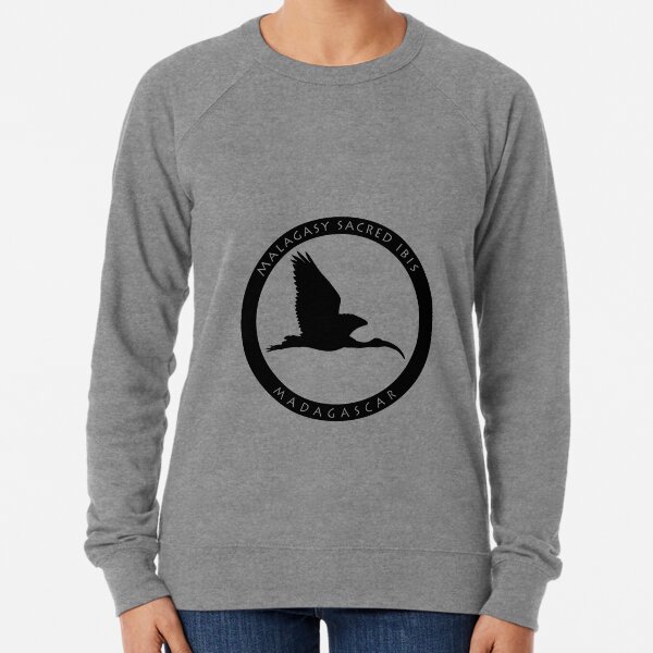 Malagasy sacred ibis Madagascar wildlife - black print Lightweight Sweatshirt