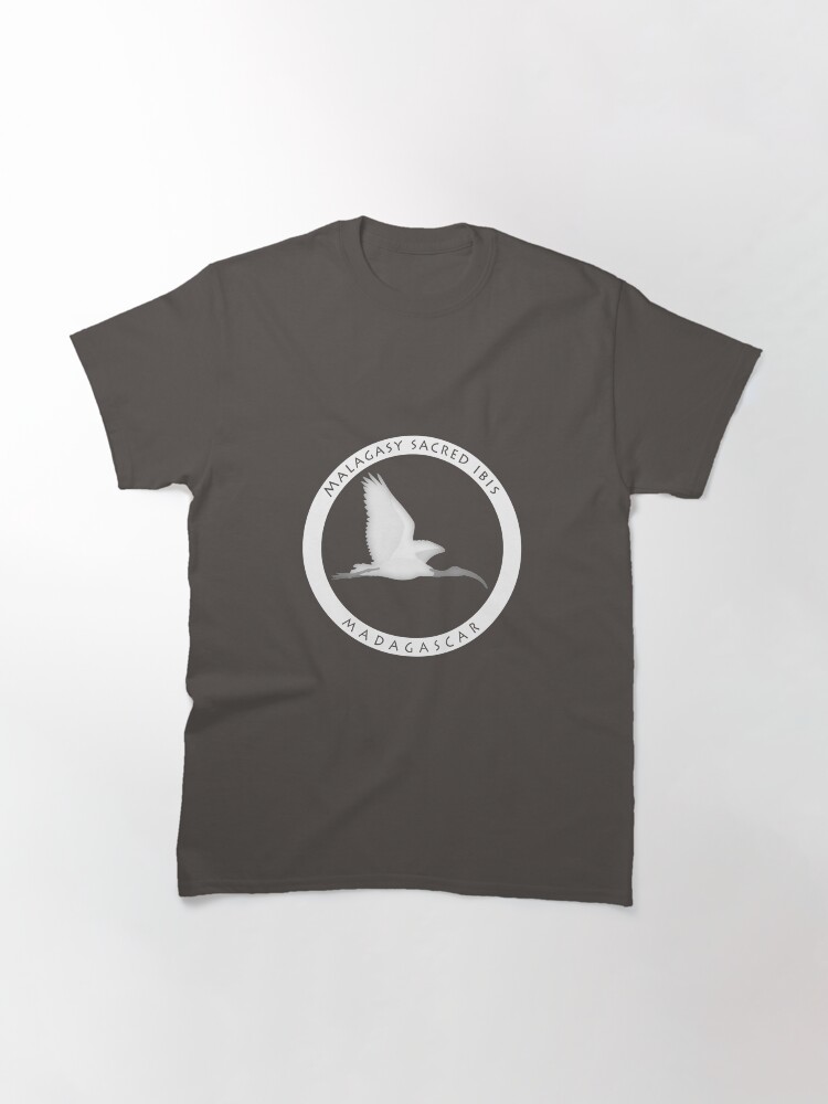 Thumbnail 3 of 7, Classic T-Shirt, Malagasy sacred ibis Madagascar wildlife - white print designed and sold by 12images.