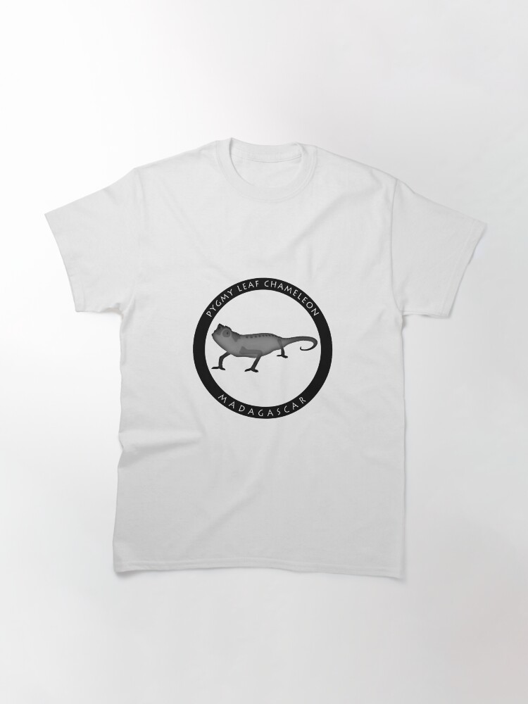 Thumbnail 3 of 7, Classic T-Shirt, Pygmy leaf chameleon Madagascar wildlife - black print designed and sold by 12images.