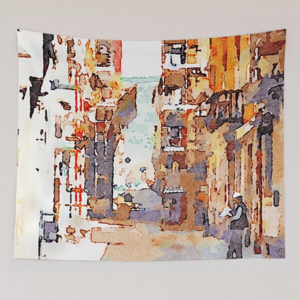 Item preview, L'Aquila: buildings with scaffolding and workers designed and sold by Giuseppe Cocco.