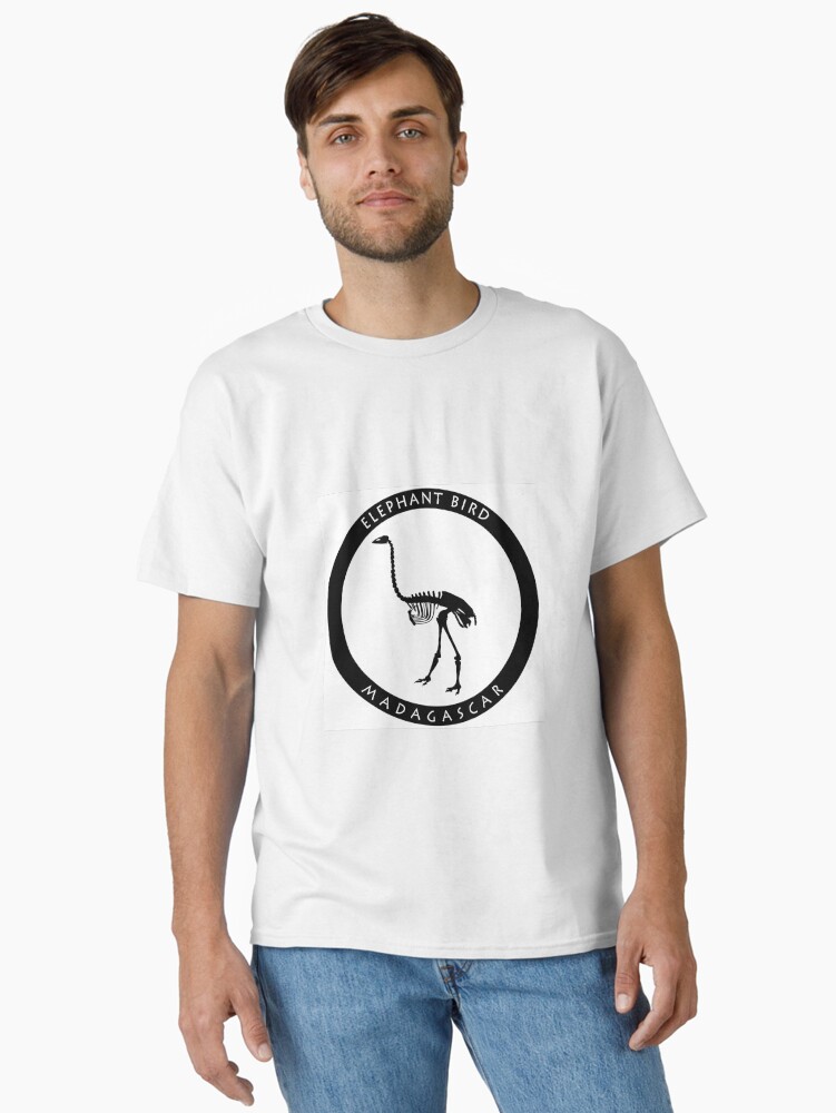 Thumbnail 2 of 7, Classic T-Shirt, Elephant bird Madagascar wildlife - black print designed and sold by 12images.