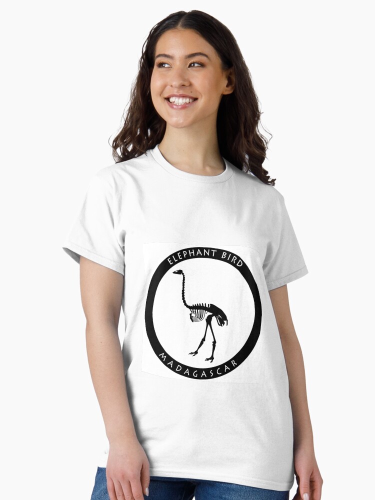 Thumbnail 1 of 7, Classic T-Shirt, Elephant bird Madagascar wildlife - black print designed and sold by 12images.