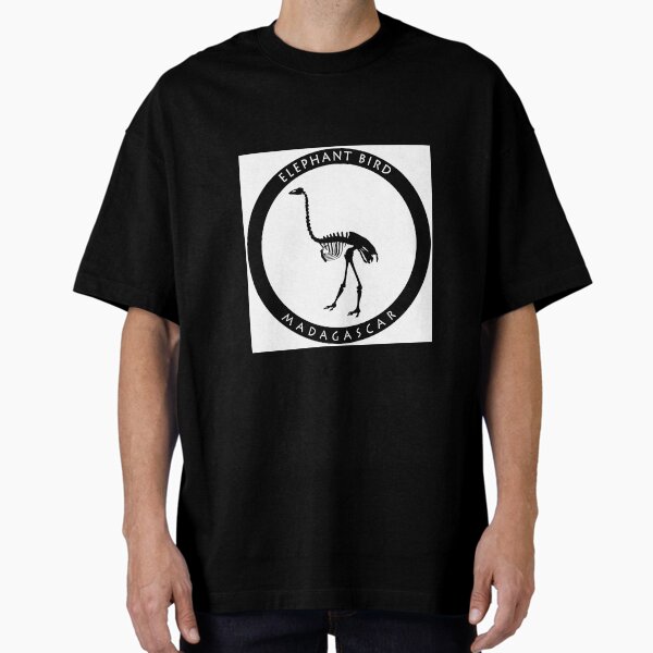 Elephant bird Madagascar wildlife - black print Oversized T-Shirt