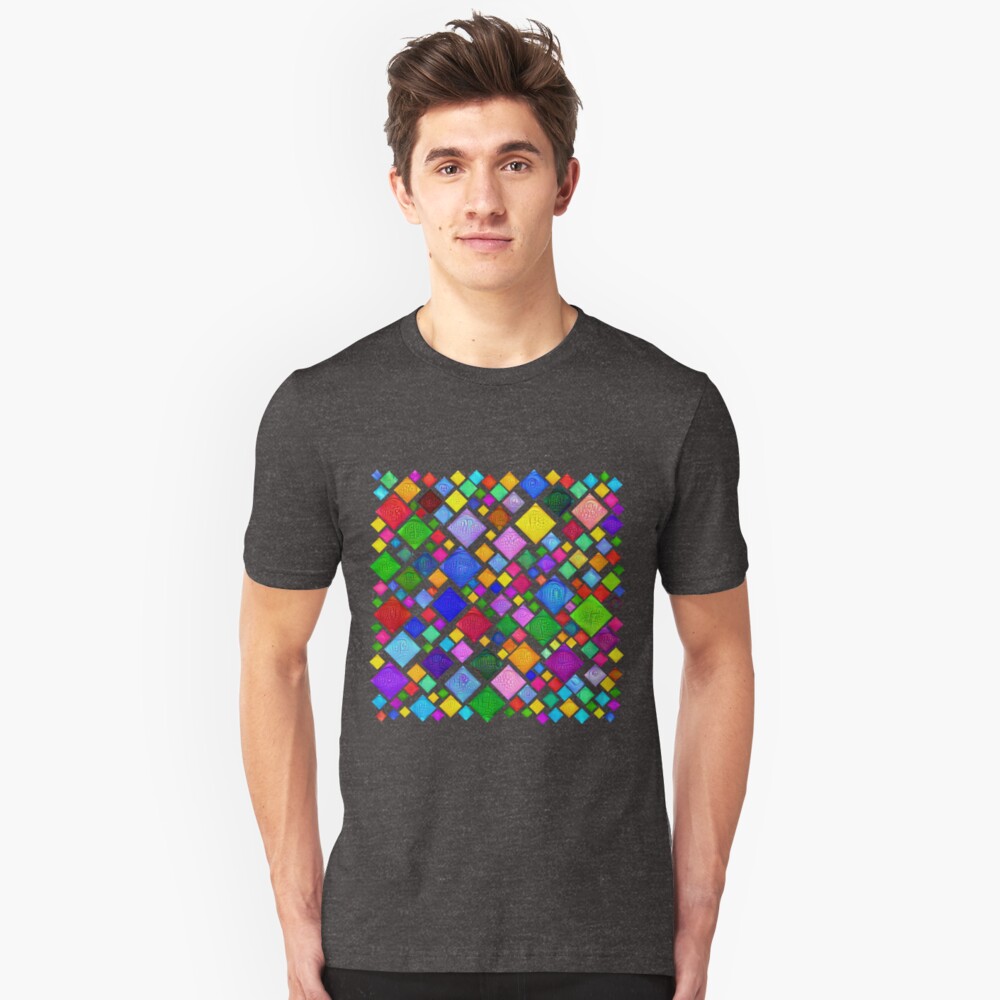 #DeepDream Color Squares Visual Areas 5x5K v1448787318 Transparent background Slim Fit T-Shirt