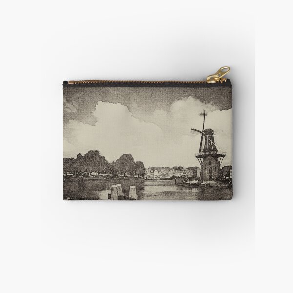 Item preview, River Spaarne Windmill De Adriaan Haarlam Netherlands Pencil Drawing designed and sold by Stravaigin.