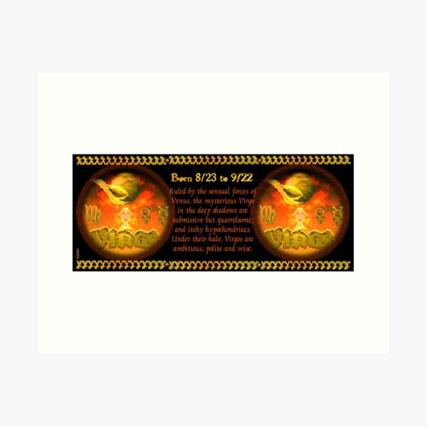 Valxart gothic Virgo Born 8/23 to 9/22 and Ruled by sensual forces of Venus Art Print
