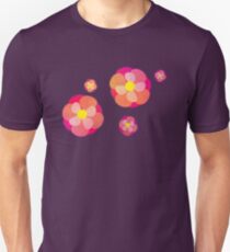 Retro-Pink Flowers Unisex T-Shirt
