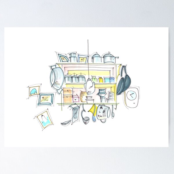 Item preview, cozy kitchen in Berlin designed and sold by AnastasiaSketch.