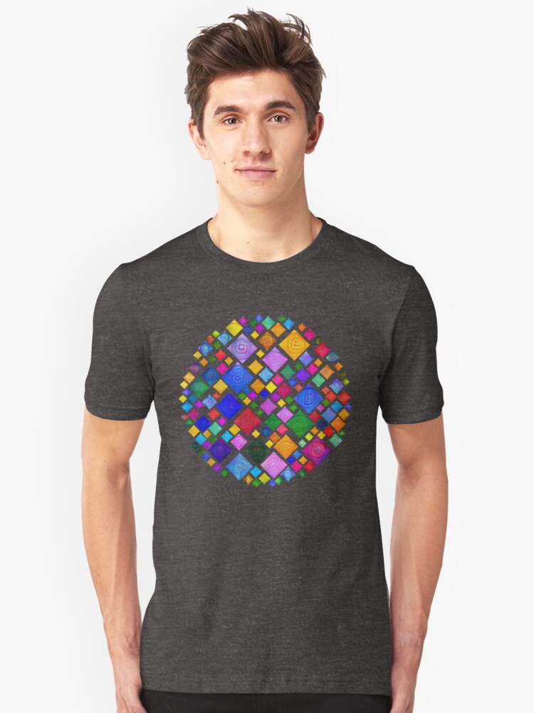 Alternate view of #DeepDream Color Squares Square Visual Areas 5x5K v1448810610 Transparent background Slim Fit T-Shirt
