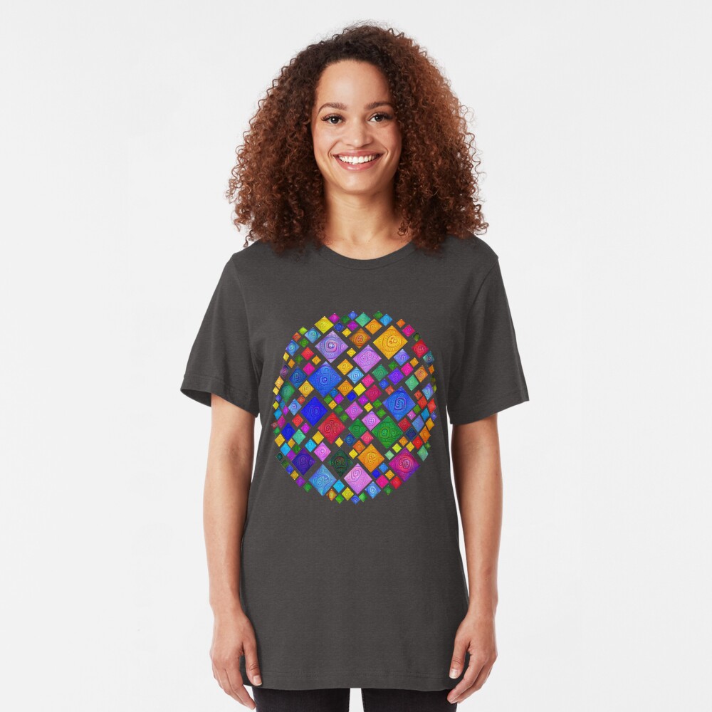#DeepDream Color Squares Square Visual Areas 5x5K v1448810610 Transparent background Slim Fit T-Shirt