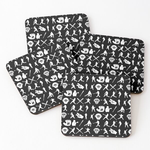 Funky Baseball Collage (black background) Coasters (Set of 4)